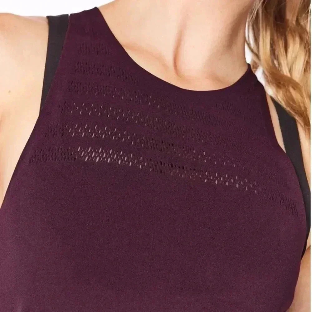 Lululemon Womens Reveal Tank (Stripes) Top Dark Adobe 0/2 Laser Cut Active Yoga - Picture 3 of 10